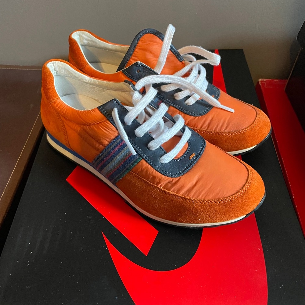 NWOT Paul Smith Junior Kid’s Trainers EU 36 US 4Y Orange Suede Sneakers